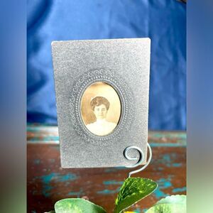 Antique Miniature Original Black & White Paper Photo Young Lady